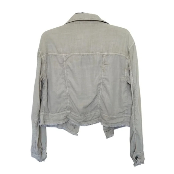 Anthropologie Marrakech | Lightweight Beige Cream Denim Style Jacket Sz S - Picture 2 of 6